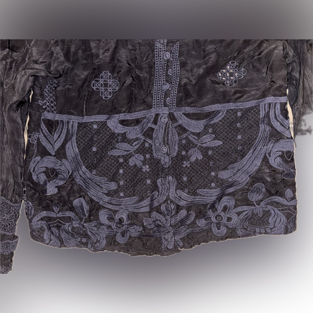 Johnny Was Black Lacey Blouse with Embroidery - Picture 2 of 10